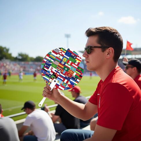 20-Pack World Cup Fan 2026 Soccer World Cup Merchandise & Accessories Decorations,Football Great Gifts for Soccer Fans,Colorful International Country Flag&Trophy Design Party Supplies in Saudi Arabia