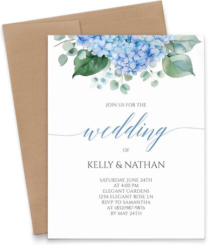 Personalized Floral Wedding Invites, Elegant Wedding Invitations with Florals, Modern Wedding Invitation with Envelopes, Pink Floral Marriage Invite, Your choice of Quantity and Envelope Color in Kuwait