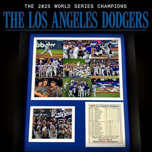 Los Angeles Dodgers | 2025 World Series Champions | Collectible Baseball Memorabilia | MLB Framed Picture & Photo Collage Gift, Man Cave Wall Art, Home Room Decor | 2 Sizes & 4 Styles (Celebration, 12"x15") in Saudi Arabia
