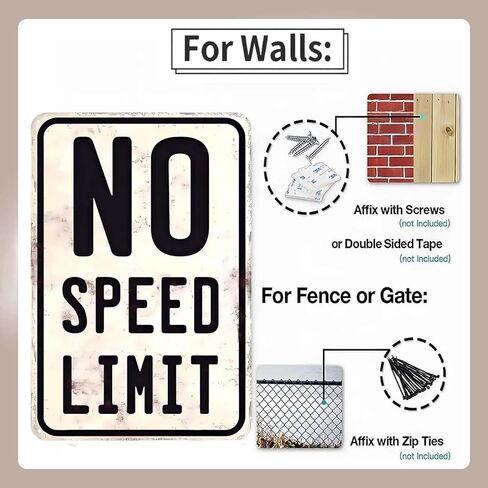 لافتة حائط معدنية عتيقة بدون حدود للسرعة - ديكور سيارة قديم مقاس 12 × 8 هدية لعشاق السباق في كراج رجل الكهف in Kuwait