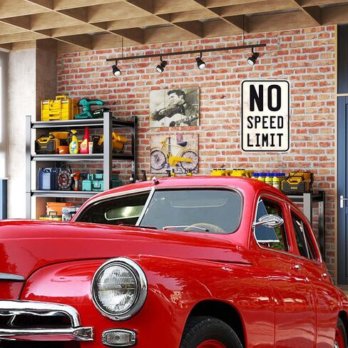 لافتة حائط معدنية عتيقة بدون حدود للسرعة - ديكور سيارة قديم مقاس 12 × 8 هدية لعشاق السباق في كراج رجل الكهف in Kuwait