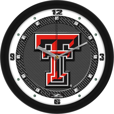 SunTime Texas Tech Red Raiders Wall Clock, Printed Carbon Fiber Team Art, Silent Non-Ticking Quartz Movement, 11.5" in Saudi Arabia