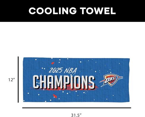 أوكلاهوما سيتي ثاندر 2025 NBA Champions Courtside Cooling Towel، منشفة رياضية رسمية للأداء مقاس 12 بوصة × 31.5 بوصة، قابلة لإعادة الاستخدام، منشفة سريعة التنشيط مع رسومات الفريق الجريئة ليوم اللعبة، وصالة الألعاب الرياضية وحرارة الصيف in Saudi Arabia