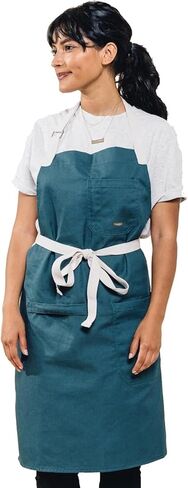Caldo Daily Cotton Kitchen Apron for Cooking- Mens and Womens Professional Chef or Server Bib Apron - Adjustable Straps with Pockets and Towel Loop (Mustard) in Saudi Arabia