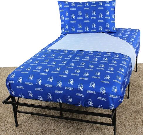 College Covers Everything Comfy Duke Blue Devils Queen Sized 4 Piece Sheet Set, Team Color Background, 1 Flat Sheet, 1 Fitted Sheet, 2 Pillowcases in Saudi Arabia