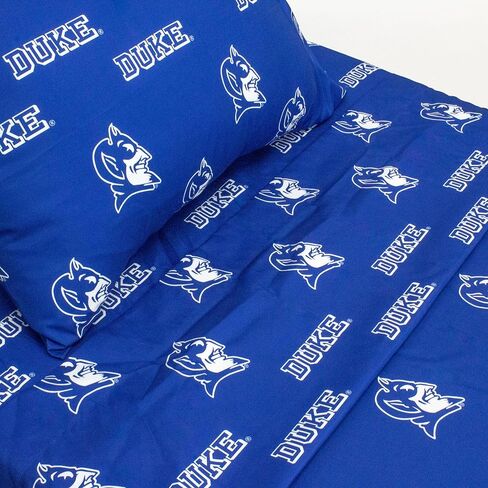 College Covers Everything Comfy Duke Blue Devils Queen Sized 4 Piece Sheet Set, Team Color Background, 1 Flat Sheet, 1 Fitted Sheet, 2 Pillowcases in Saudi Arabia