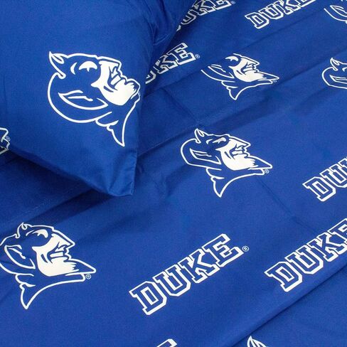 College Covers Everything Comfy Duke Blue Devils Queen Sized 4 Piece Sheet Set, Team Color Background, 1 Flat Sheet, 1 Fitted Sheet, 2 Pillowcases in Saudi Arabia