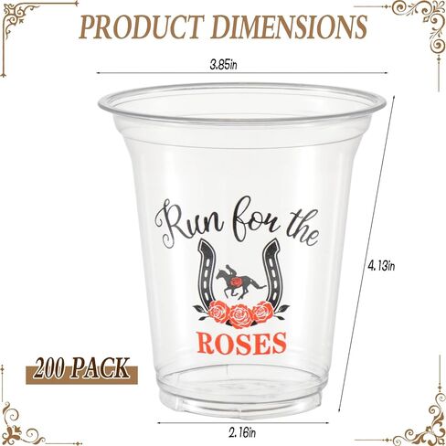 100-Pack Derby Plastic Cups, 14 oz Derby Theme Party Clear Plastic Cups, Thick Sturdy Disposable Tumbler with Horse Racing Design for Kentucky Race Party, Bars, Restaurants & Home Gatherings in Saudi Arabia