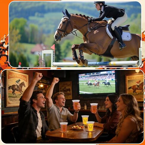 100-Pack Derby Plastic Cups, 14 oz Derby Theme Party Clear Plastic Cups, Thick Sturdy Disposable Tumbler with Horse Racing Design for Kentucky Race Party, Bars, Restaurants & Home Gatherings in Saudi Arabia