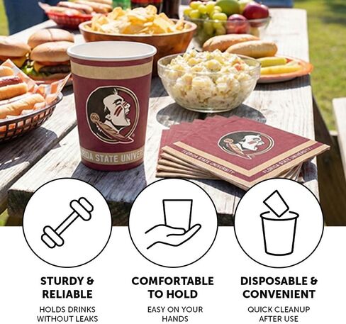 Desert Cactus Florida State University Paper Cups FSU Seminoles 20 Count 9 Ounce Cold Beverage Cups for Tailgates, Graduation and Events (Design A) in Saudi Arabia