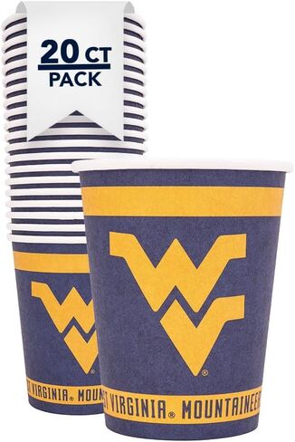 Desert Cactus West Virginia University Paper Cups WVU Mountaineers 20 Count 9 ounce Cold Beverage Cups for Tailgates, Graduation and Events (Design A) in Saudi Arabia