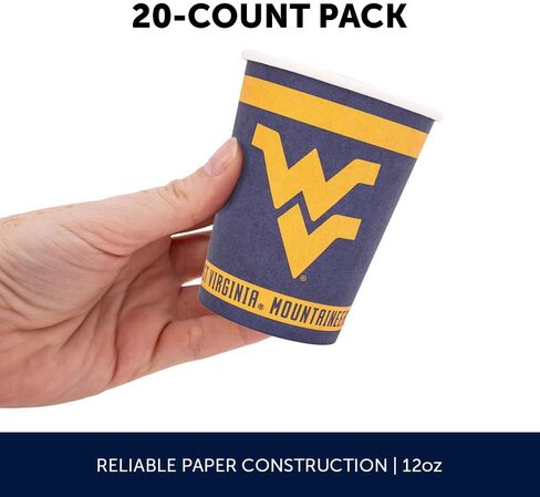 Desert Cactus West Virginia University Paper Cups WVU Mountaineers 20 Count 9 ounce Cold Beverage Cups for Tailgates, Graduation and Events (Design A) in Saudi Arabia