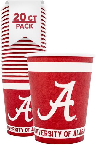 صبار الصحراء أكواب ورقية لجامعة ألاباما UA Crimson Tide عدد 20 أكواب مشروبات باردة سعة 9 أونصة للبوابات الخلفية والتخرج والمناسبات (التصميم أ) in Saudi Arabia