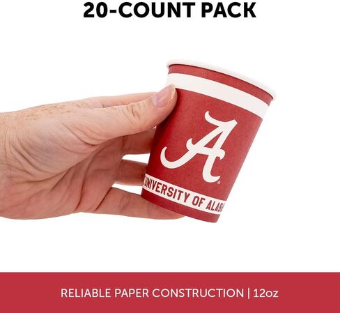 صبار الصحراء أكواب ورقية لجامعة ألاباما UA Crimson Tide عدد 20 أكواب مشروبات باردة سعة 9 أونصة للبوابات الخلفية والتخرج والمناسبات (التصميم أ) in Saudi Arabia