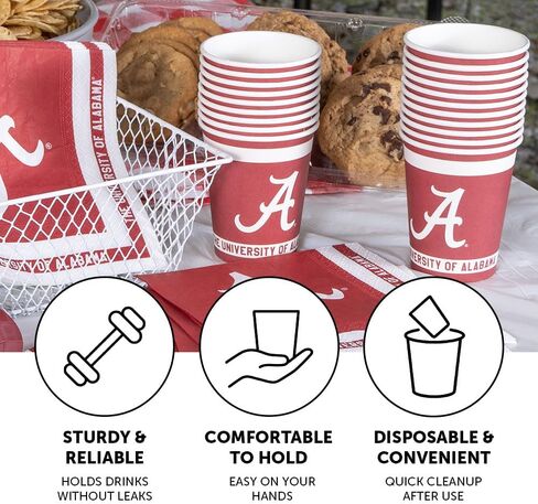 صبار الصحراء أكواب ورقية لجامعة ألاباما UA Crimson Tide عدد 20 أكواب مشروبات باردة سعة 9 أونصة للبوابات الخلفية والتخرج والمناسبات (التصميم أ) in Saudi Arabia