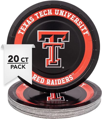 Desert Cactus Texas Tech University Paper Plates TTU Red Raiders 20 Count 9 inch Round Plates for Tailgates, Parties, Graduation and Events (Design A) in Saudi Arabia