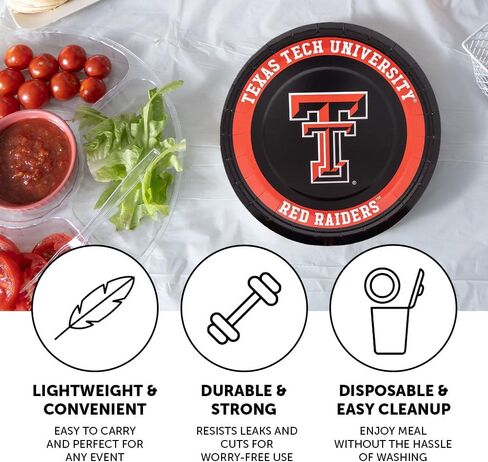 Desert Cactus Texas Tech University Paper Plates TTU Red Raiders 20 Count 9 inch Round Plates for Tailgates, Parties, Graduation and Events (Design A) in Saudi Arabia
