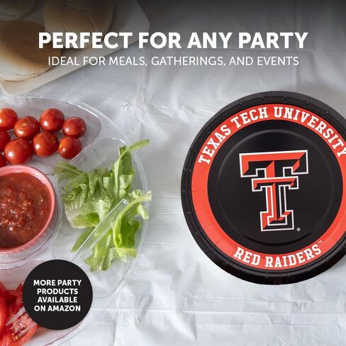 Desert Cactus Texas Tech University Paper Plates TTU Red Raiders 20 Count 9 inch Round Plates for Tailgates, Parties, Graduation and Events (Design A) in Saudi Arabia