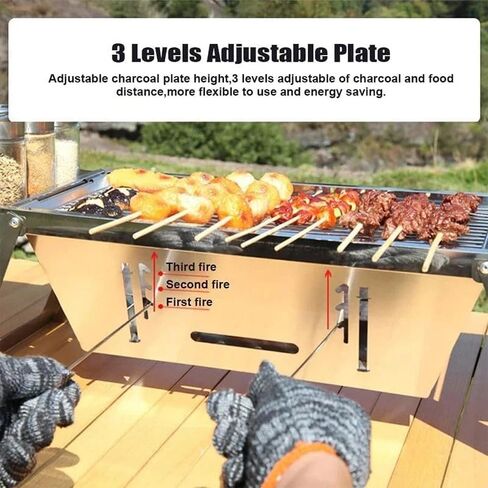 Stainless Steel Folding Outdoor Barbecue | Portable Outdoor Camping Rack for Fish, Shrimp, Vegetables, Cooking Accessories, Gift-s for Dad, husband, Friends (Silver) in Saudi Arabia
