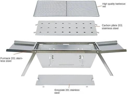 Stainless Steel Folding Outdoor Barbecue | Portable Outdoor Camping Rack for Fish, Shrimp, Vegetables, Cooking Accessories, Gift-s for Dad, husband, Friends (Silver) in Saudi Arabia