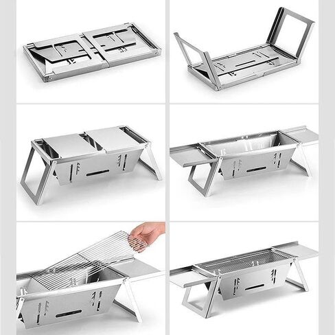 Stainless Steel Folding Outdoor Barbecue | Portable Outdoor Camping Rack for Fish, Shrimp, Vegetables, Cooking Accessories, Gift-s for Dad, husband, Friends (Silver) in Saudi Arabia