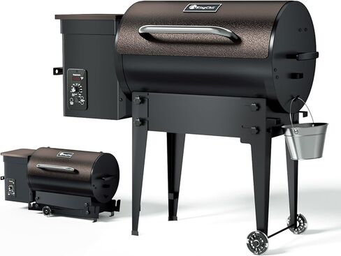 KingChii 456 قدم مربع في مدخن الخشب وشواية الشواء مع التحكم التلقائي في درجة الحرارة، وأرجل قابلة للطي للفناء الخارجي RV، برونزي in Kuwait