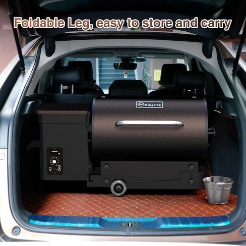 KingChii 456 قدم مربع في مدخن الخشب وشواية الشواء مع التحكم التلقائي في درجة الحرارة، وأرجل قابلة للطي للفناء الخارجي RV، برونزي in Kuwait