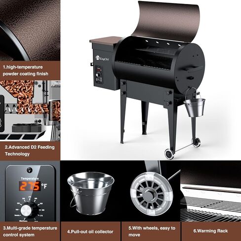 KingChii 456 قدم مربع في مدخن الخشب وشواية الشواء مع التحكم التلقائي في درجة الحرارة، وأرجل قابلة للطي للفناء الخارجي RV، برونزي in Kuwait