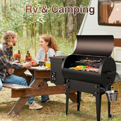 KingChii 456 قدم مربع في مدخن الخشب وشواية الشواء مع التحكم التلقائي في درجة الحرارة، وأرجل قابلة للطي للفناء الخارجي RV، برونزي in Kuwait