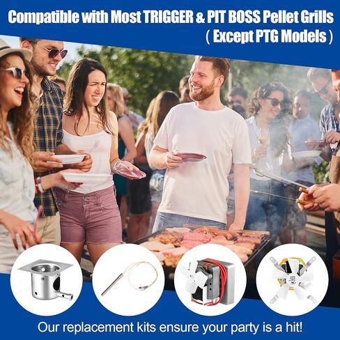 Traeger & Pit Boss Grill Replacement Parts Kit - Auger Motor, Hot Rod Igniter with Fuse, Induction Fan, Burn Pot with Screws, Compatible with Most Traeger & Pit Boss Pellet Grills in Saudi Arabia