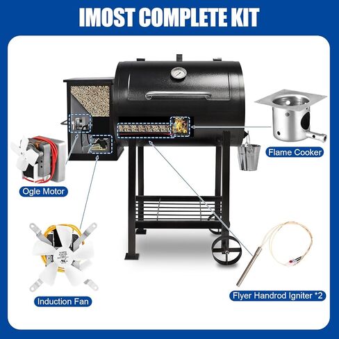 Traeger & Pit Boss Grill Replacement Parts Kit - Auger Motor, Hot Rod Igniter with Fuse, Induction Fan, Burn Pot with Screws, Compatible with Most Traeger & Pit Boss Pellet Grills in Saudi Arabia
