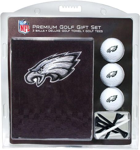 Team Golf NFL Philadelphia Eagles Gift Set: Embroidered Golf Towel, 3 Golf Balls, and 14 Golf Tees 2-3/4" Regulation, Tri-Fold Towel 16" x 22" & 100% Cotton in Saudi Arabia