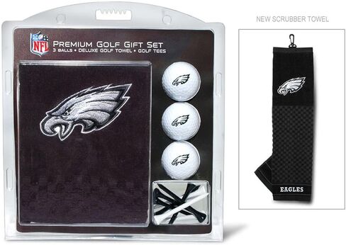 Team Golf NFL Philadelphia Eagles Gift Set: Embroidered Golf Towel, 3 Golf Balls, and 14 Golf Tees 2-3/4" Regulation, Tri-Fold Towel 16" x 22" & 100% Cotton in Saudi Arabia