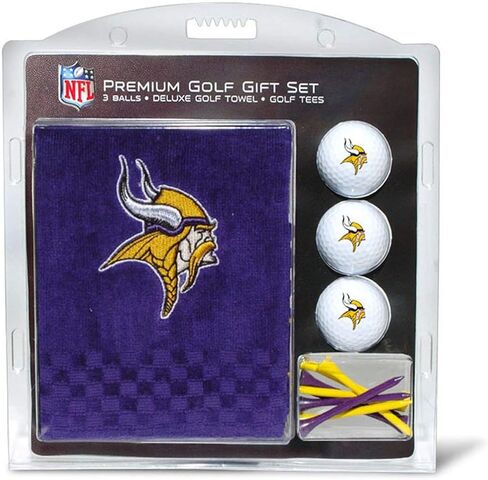Team Golf NFL Minnesota Vikings Gift Set: Embroidered Golf Towel, 3 Golf Balls, and 14 Golf Tees 2-3/4" Regulation, Tri-Fold Towel 16" x 22" & 100% Cotton in Saudi Arabia