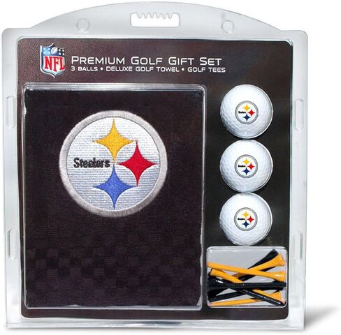 مجموعة هدايا Team Golf NFL Pittsburgh Steelers: منشفة جولف مطرزة، 3 كرات جولف، و14 تيشيرت جولف مقاس 2-3/4 بوصة، منشفة ثلاثية الطي مقاس 16 بوصة × 22 بوصة و100% قطن in Saudi Arabia