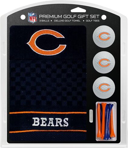 Team Golf NFL Chicago Bears Gift Set: Embroidered Golf Towel, 3 Golf Balls, and 14 Golf Tees 2-3/4" Regulation, Tri-Fold Towel 16" x 22" & 100% Cotton in Saudi Arabia