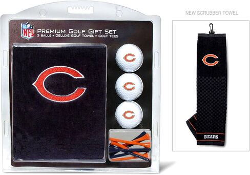 Team Golf NFL Chicago Bears Gift Set: Embroidered Golf Towel, 3 Golf Balls, and 14 Golf Tees 2-3/4" Regulation, Tri-Fold Towel 16" x 22" & 100% Cotton in Saudi Arabia