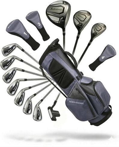 مجموعة كاملة من نوادي الجولف للرجال مكونة من 15 قطعة - مجموعة نوادي الجولف للمبتدئين للرجال الذين يستخدمون اليد اليمنى - سائق من التيتانيوم المُشكل 10.5 درجة، مكاوي من الفولاذ المقاوم للصدأ 5-SW، مضرب وحقيبة حامل - مجموعة جولف للرجال in Kuwait