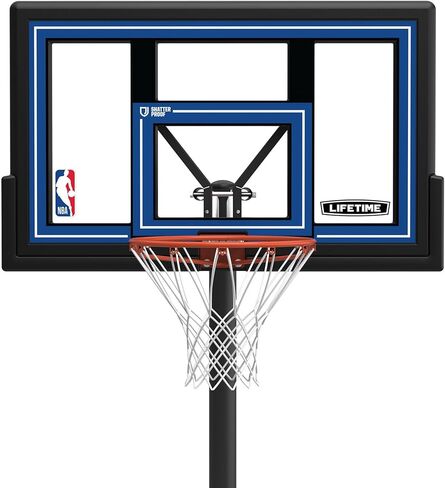 طوق كرة السلة على الأرض من NBA مدى الحياة، لوحة خلفية مقاومة للكسر مقاس 50 بوصة، ارتفاع قابل للتعديل 7.5-10 قدم، ضبط قبضة العمل، حافة Slam-It in Saudi Arabia