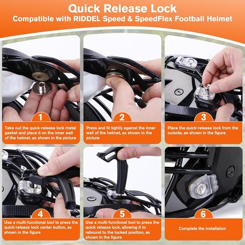 4 قطع دبوس صغير سريع الفك لقناع معدني لخوذة الرجبي، متوافق مع خوذة كرة القدم RIDDEL Speed ​​& SpeedFlex (باستثناء أدوات التفكيك) in Kuwait