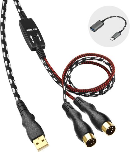 MIDI Cable, MIDI to USB Interface Cable 4.5FT,MIDI Interface in-Out to USB Cord Adapter with Indicator for Piano Keyboard to PC Mac Laptop,Arranger Keyboard Tool in Saudi Arabia