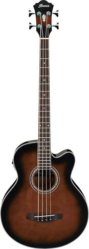 Ibanez AEB10E Acoustic-Electric Bass Guitar - Dark Violin Sunburst Bundle with Gig Bag, Tuner, Strap, Instrument Cable, Austin Bazaar Instructional DVD, and Polishing Cloth in Kuwait