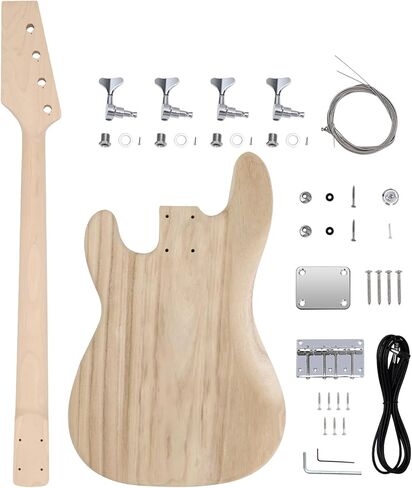 مجموعة أدوات الجهير الكهربائية DIY مجموعة المبتدئين المكونة من 4 أوتار PB Bass Style مع جسم Paulownia الصلب ورقبة القيقب المصممة من الخشب ولوحة الفريتس المصنوعة من الكروم لبناء جيتار الجهير الخاص بك. in Kuwait