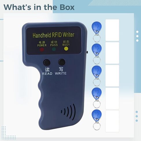 125Khz Handheld Duplicator with 5 Buttons and 5 White Cards, Blue, 4.5 X 2.8 X 1.2 in in Kuwait