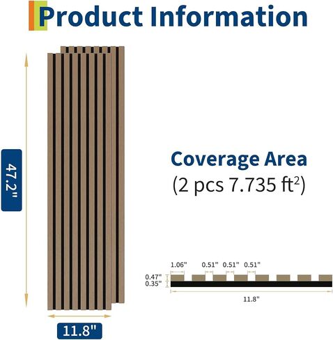 لوحات صوتية، قطعتان من ديكور الحائط العازل للصوت مقاس 11.8 × 47.2 بوصة - لوحات حديثة لتقليل الضوضاء وامتصاص الصوت للمسرح المنزلي والمكتب والاستوديو وإلغاء الضوضاء الداخلية in Kuwait