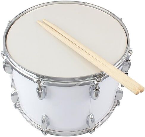 14 x10 inches Marching Drum, Snare Drums Suitable for Students with Pair of Drumsticks, Key, and Strap (White) in Kuwait