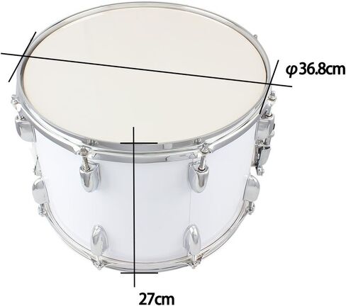 14 x10 inches Marching Drum, Snare Drums Suitable for Students with Pair of Drumsticks, Key, and Strap (White) in Kuwait