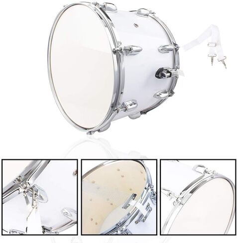 14 x10 inches Marching Drum, Snare Drums Suitable for Students with Pair of Drumsticks, Key, and Strap (White) in Kuwait