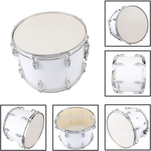 14 x10 inches Marching Drum, Snare Drums Suitable for Students with Pair of Drumsticks, Key, and Strap (White) in Kuwait