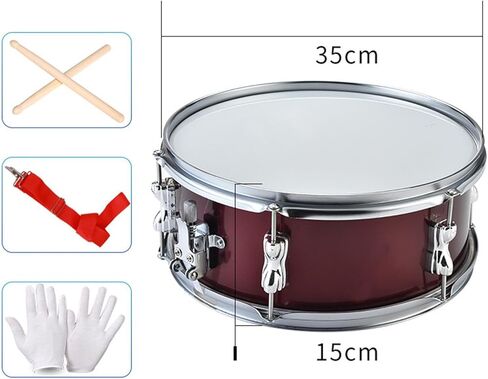 13 Inch Snare Drum with Drumsticks & Gloves, Portable Marching Percussion Instrument, Stainless Steel Shell, 35cm (13.8 inch) Diameter in Kuwait